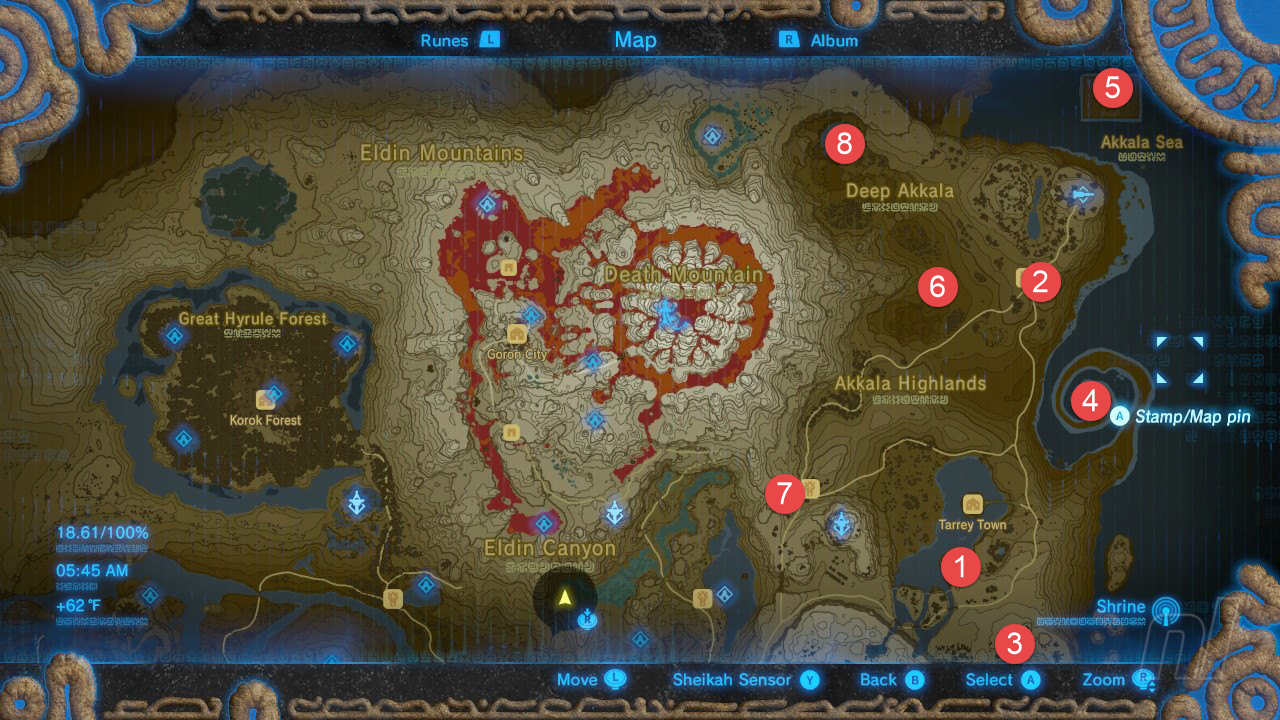 Breath of The Wild All Shrine Location - Akkala Tower Shrine Map (Nintendo)