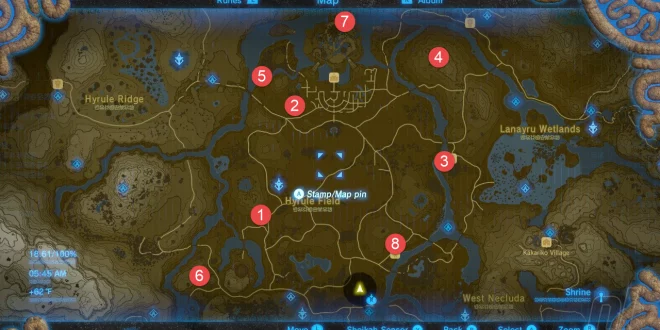 Breath of The Wild All Shrine Location - Central Hyrule Tower Shrine Map (Nintendo)