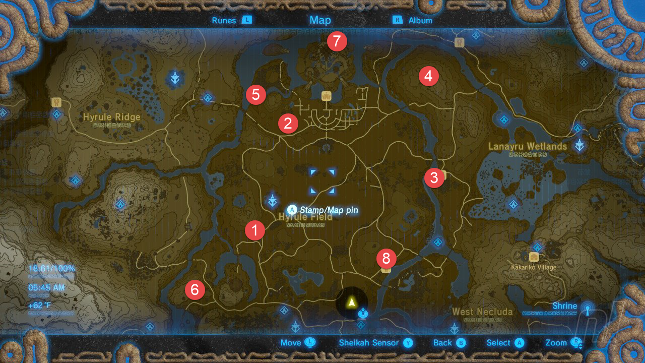 Breath of The Wild All Shrine Location - Central Hyrule Tower Shrine Map (Nintendo)