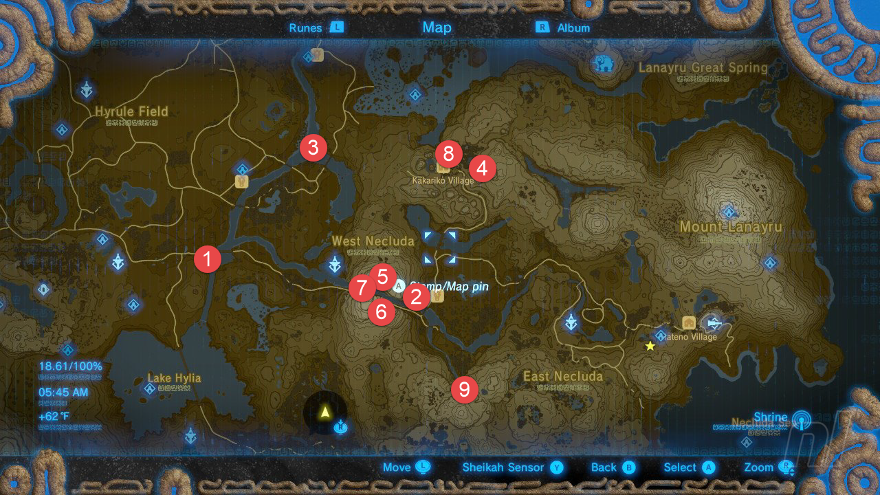 Breath of The Wild All Shrine Location - Dueling Peaks Tower Shrine Map (Nintendo)