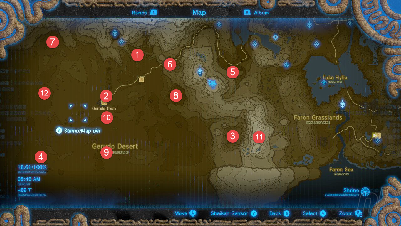 Breath of The Wild All Shrine Location - Gerudo Desert Tower Shrine Map (Nintendo)