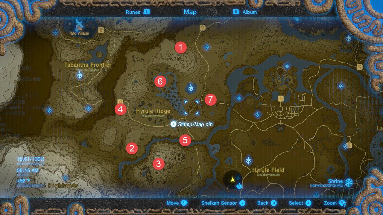 Breath of The Wild All Shrine Location - Hyrule Ridge Tower Shrine Map (Nintendo)