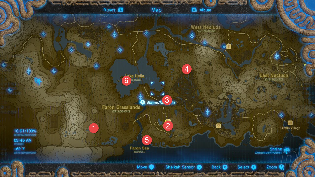 Breath of The Wild All Shrine Location - Lake Hylia Tower Shrine Map (Nintendo)