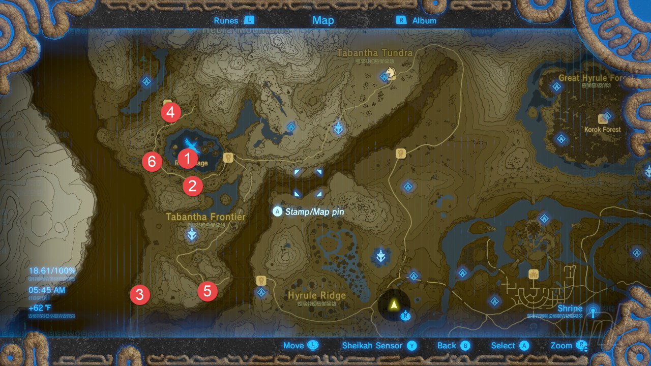 Breath of The Wild All Shrine Location - Tabantha Frontier Tower Shrine Map (Nintendo)
