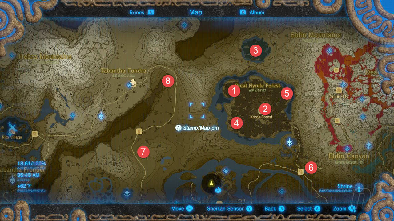Breath of The Wild All Shrine Location - Woodland Tower Shrine Map (Nintendo)