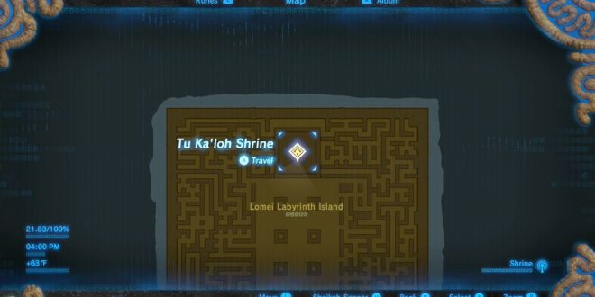 Tu Ka'loh shrine Guides Map Location - Zelda Breath of the Wild (Nintendo)