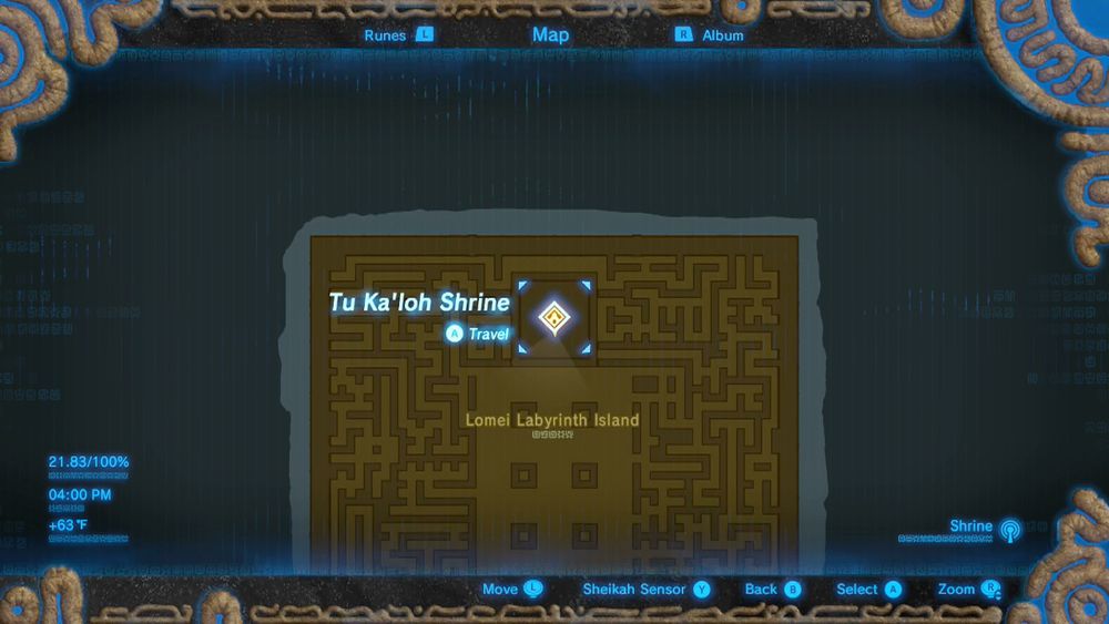 Tu Ka'loh shrine Guides Map Location - Zelda Breath of the Wild (Nintendo)